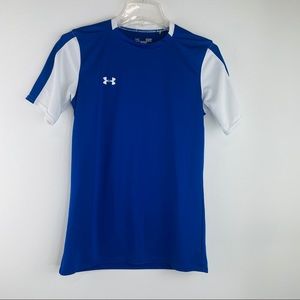 Under Armour UA S Small Shirt Heat Gear Blue EUC